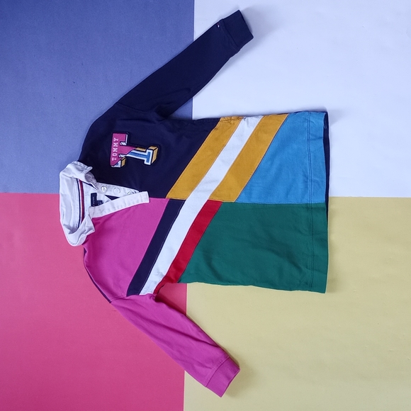 Tommy Hilfiger Kids Half Button Up Patch Colorful Shirt